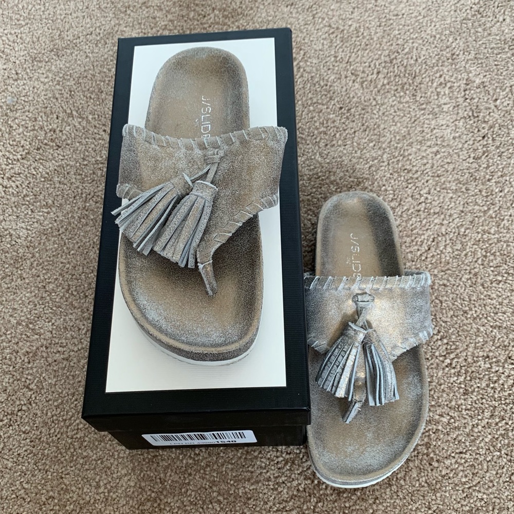 J/Slides Bronze Nigel Tassel Flip Flops - EUC 6